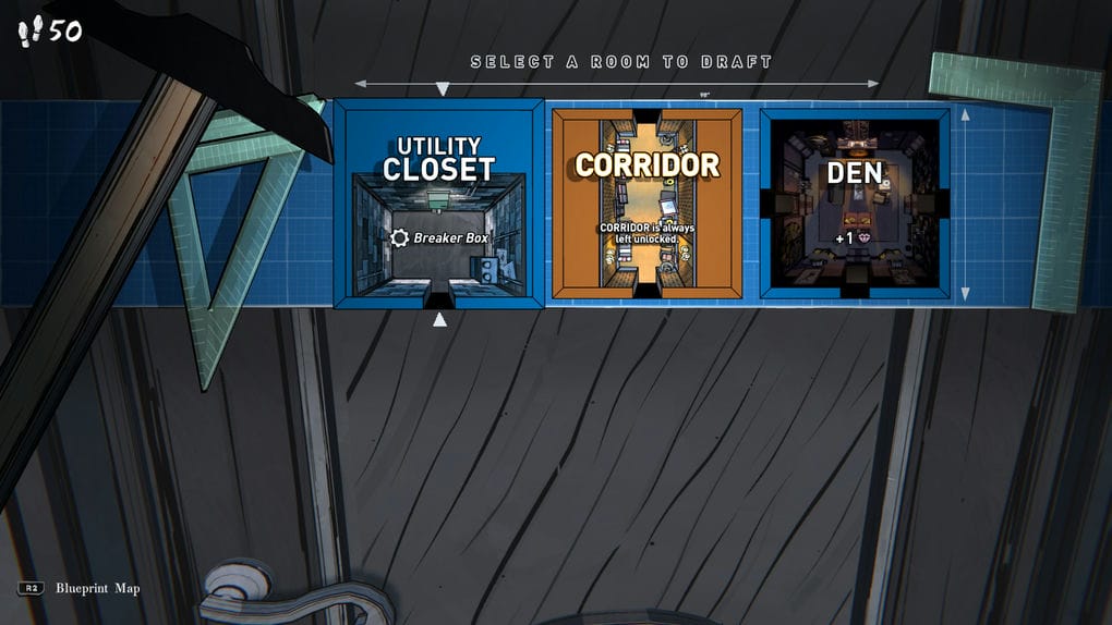 Blue Prince - Choisir une pièce parmi trois choix